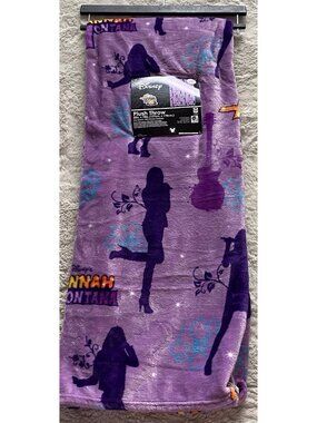 Disney Hannah Montana Plush‎ Blanket Throw 50 X 70” Butterfly Poses Purple NEW